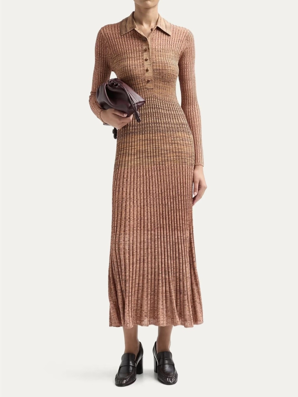 ZIMMERMANN Mouline Rib-Knit Polo Midi Dress
